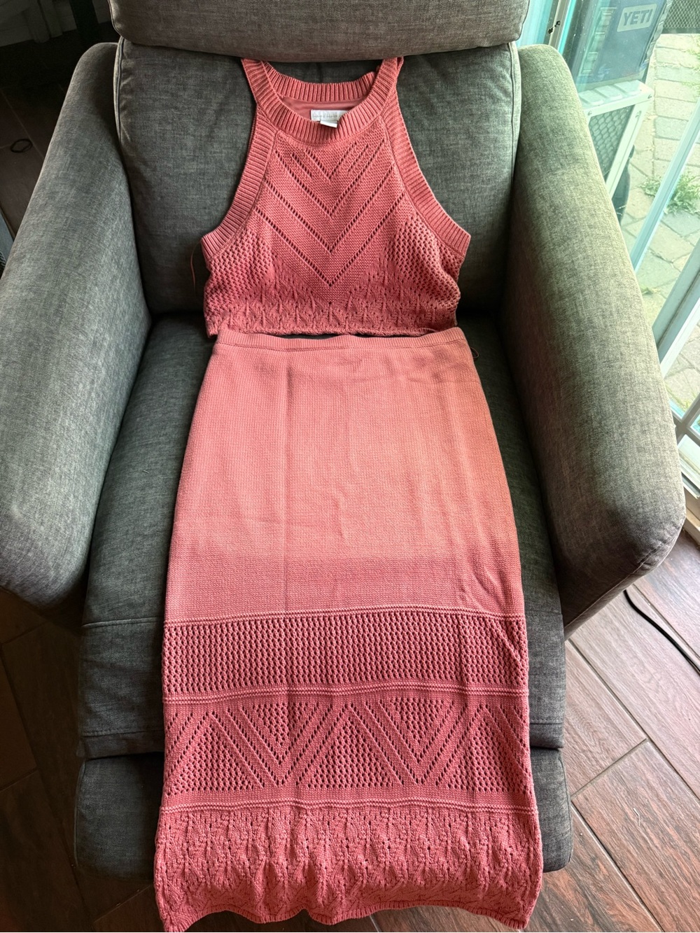 House of Harlow 1960 Pink Knit Two-Piece Skirt Set